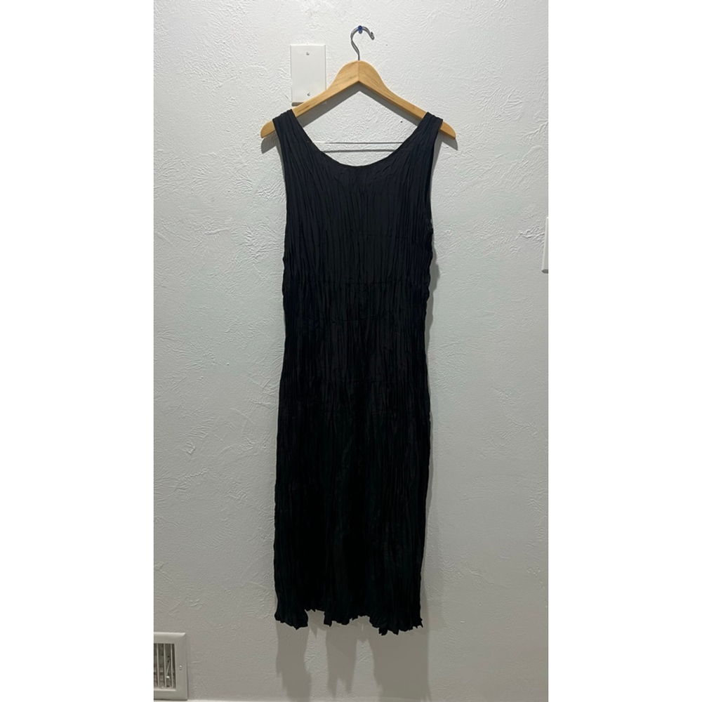 Women's new Eileen Fisher Black Tiered Midi Dress L - Picture 3 of 9